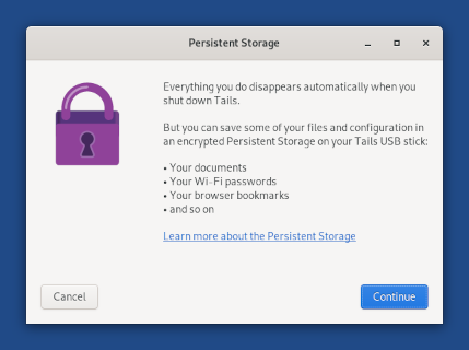 Screenshot showing Persistent Storage creation