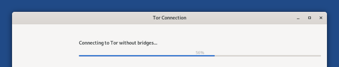 Screenshot showing Tor connection progress bar