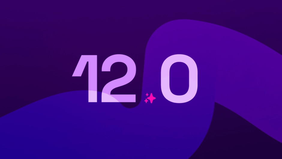 "12.0" on a purple background