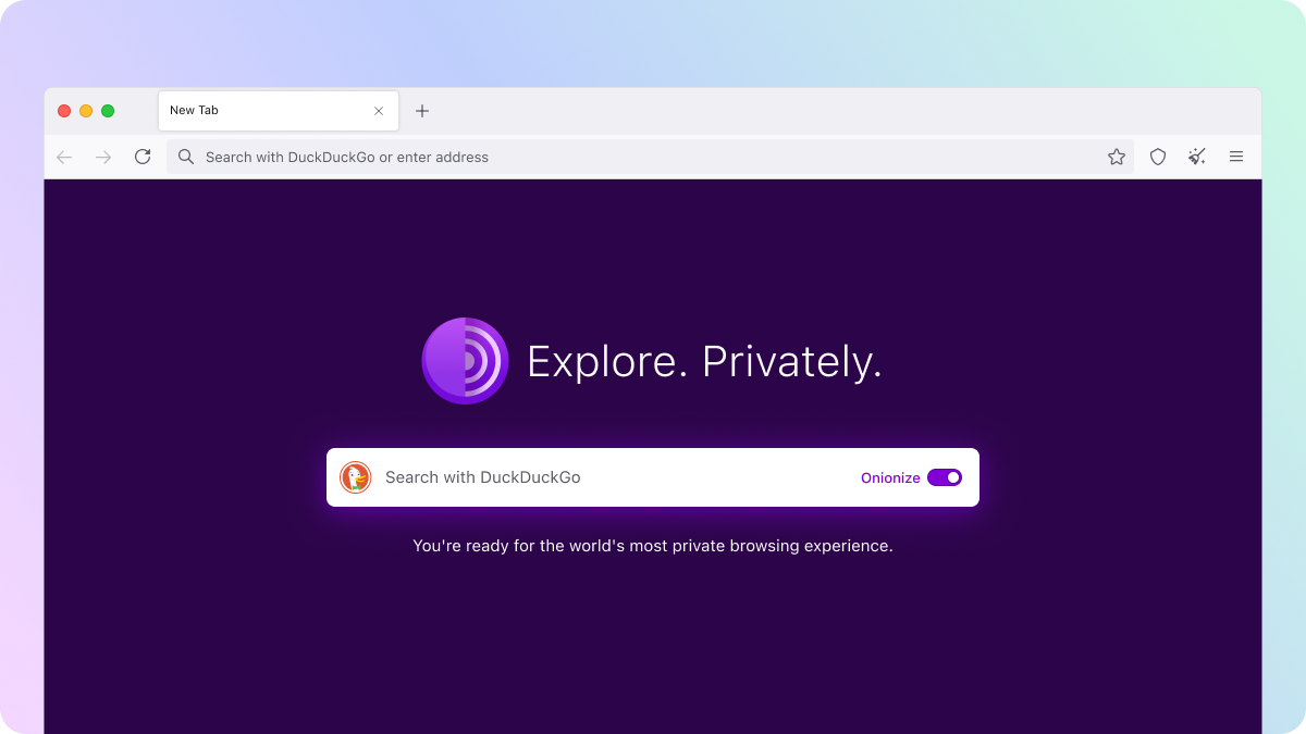 Screenshot of the new homepage in Tor Browser 13.0