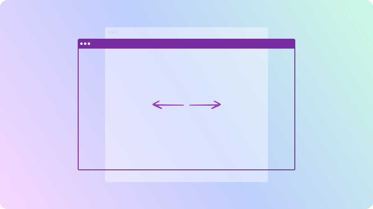 Illustration that visualizes the increased width of new windows in Tor Browser